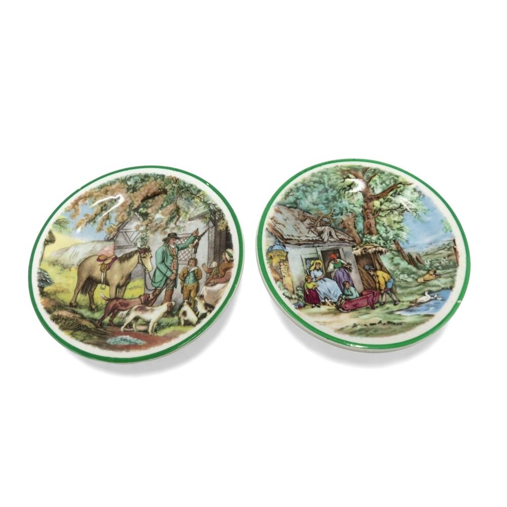 Liverpool Road Pottery Farm Scene Plates England Vintage 11"
